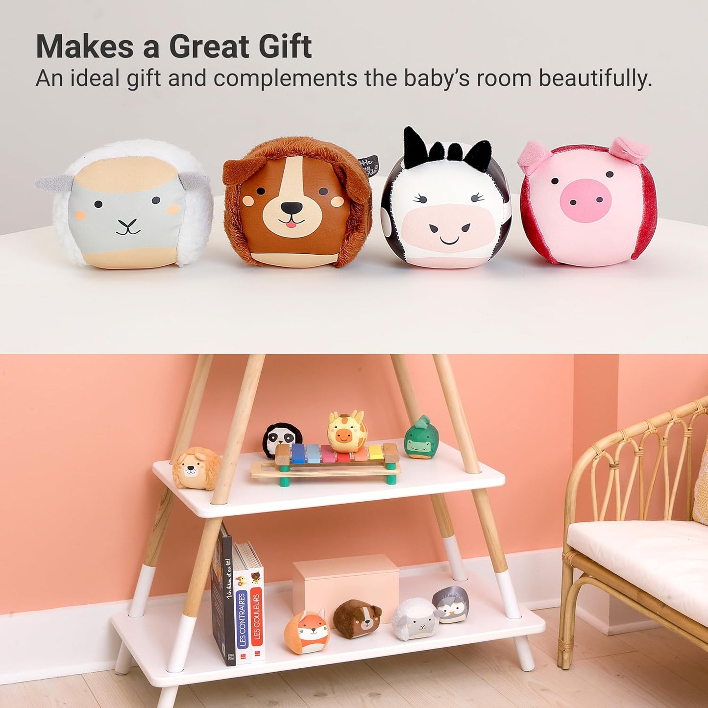 Set de 4 pelotas sonajero Dooballs Granja