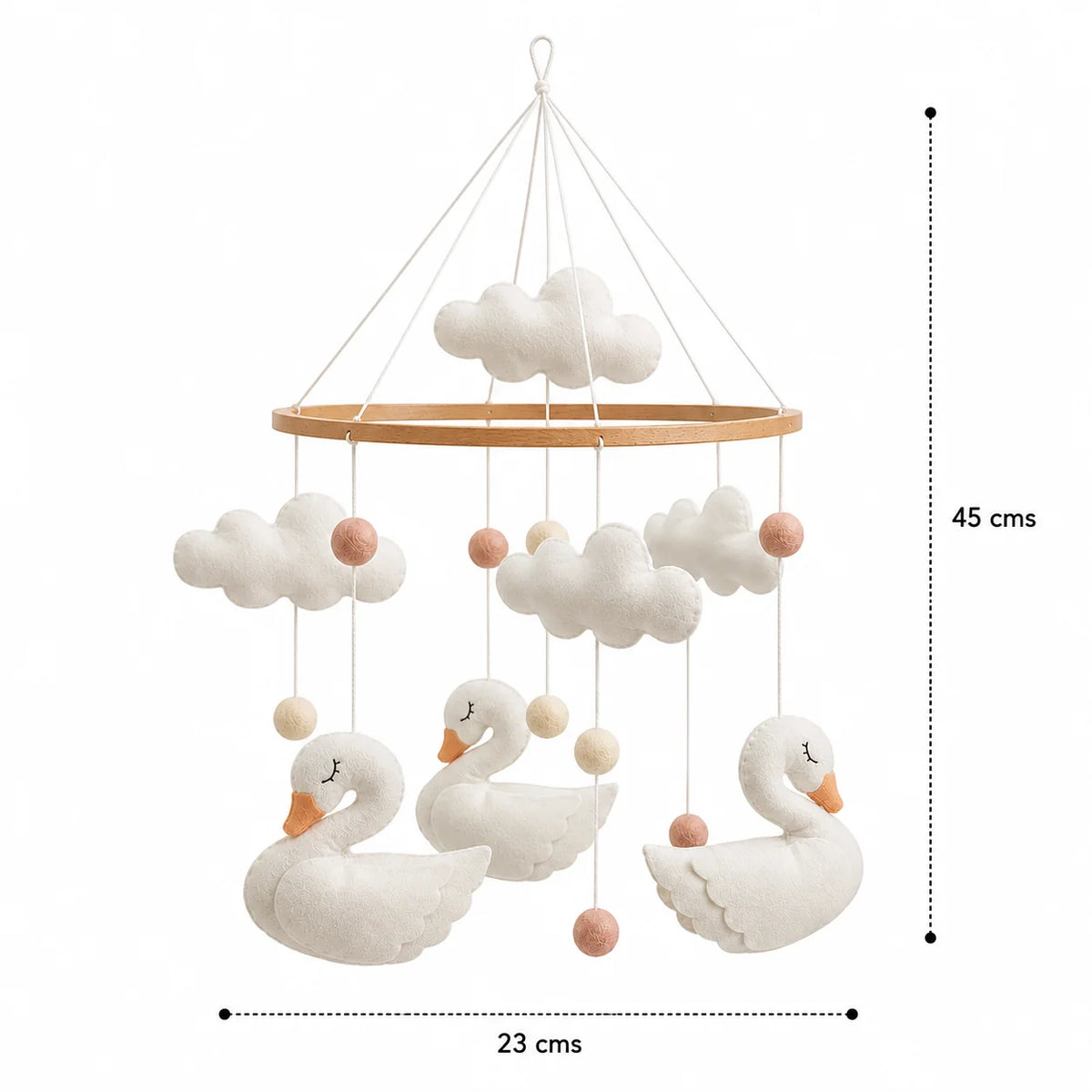 Móvil Madera Bebé Cisnes