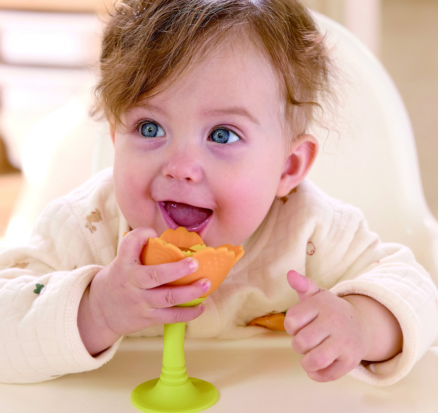 Sonajero flor silicona Naranjo