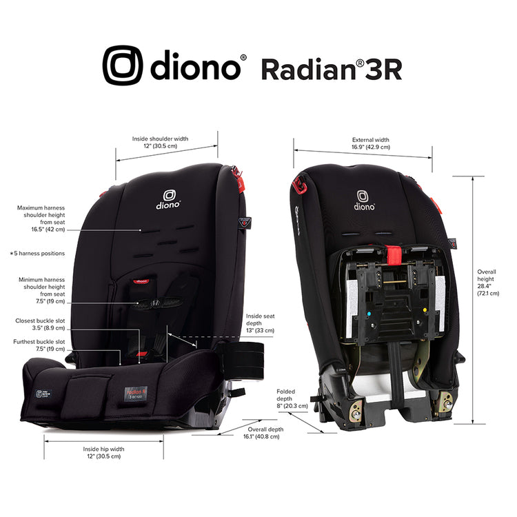*Silla de Auto Convertible Diono Radian® 3R Negro