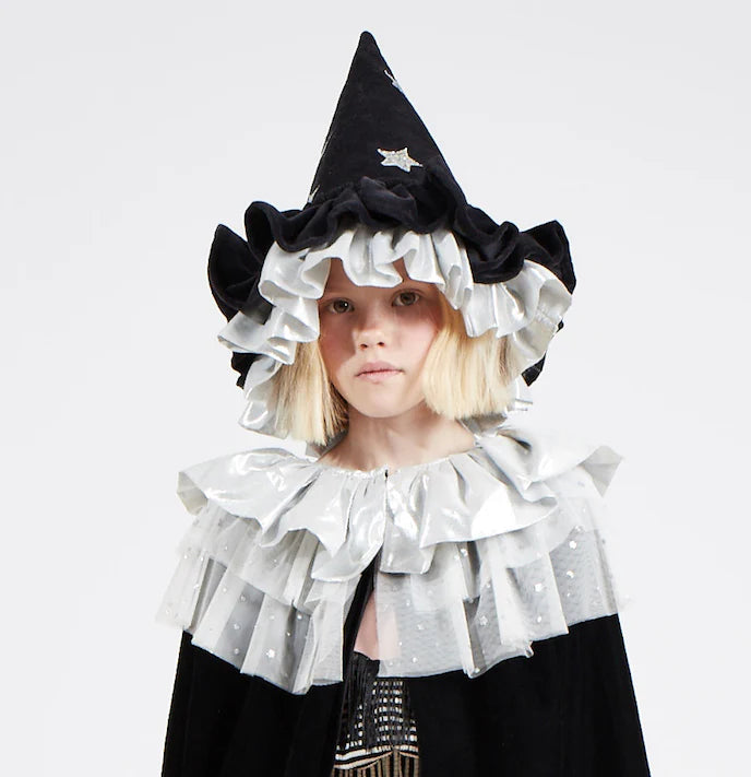 Gorro de bruja de terciopelo Negro