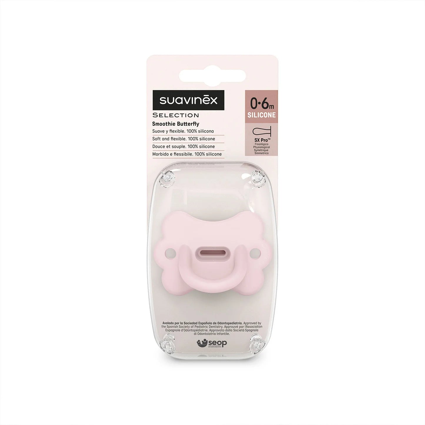 Chupete Todo silicona Butterfly Rosado 0-6 meses