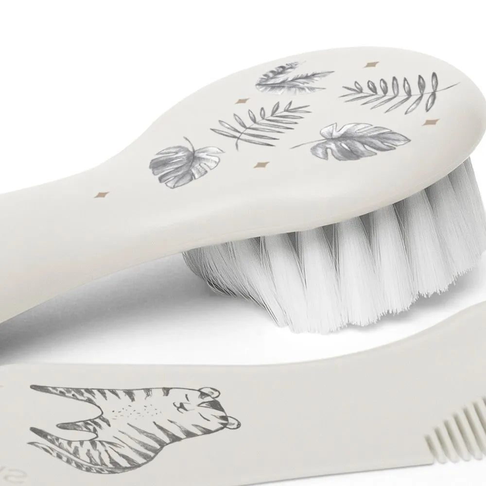 Cepillo y Peineta Suave Gris