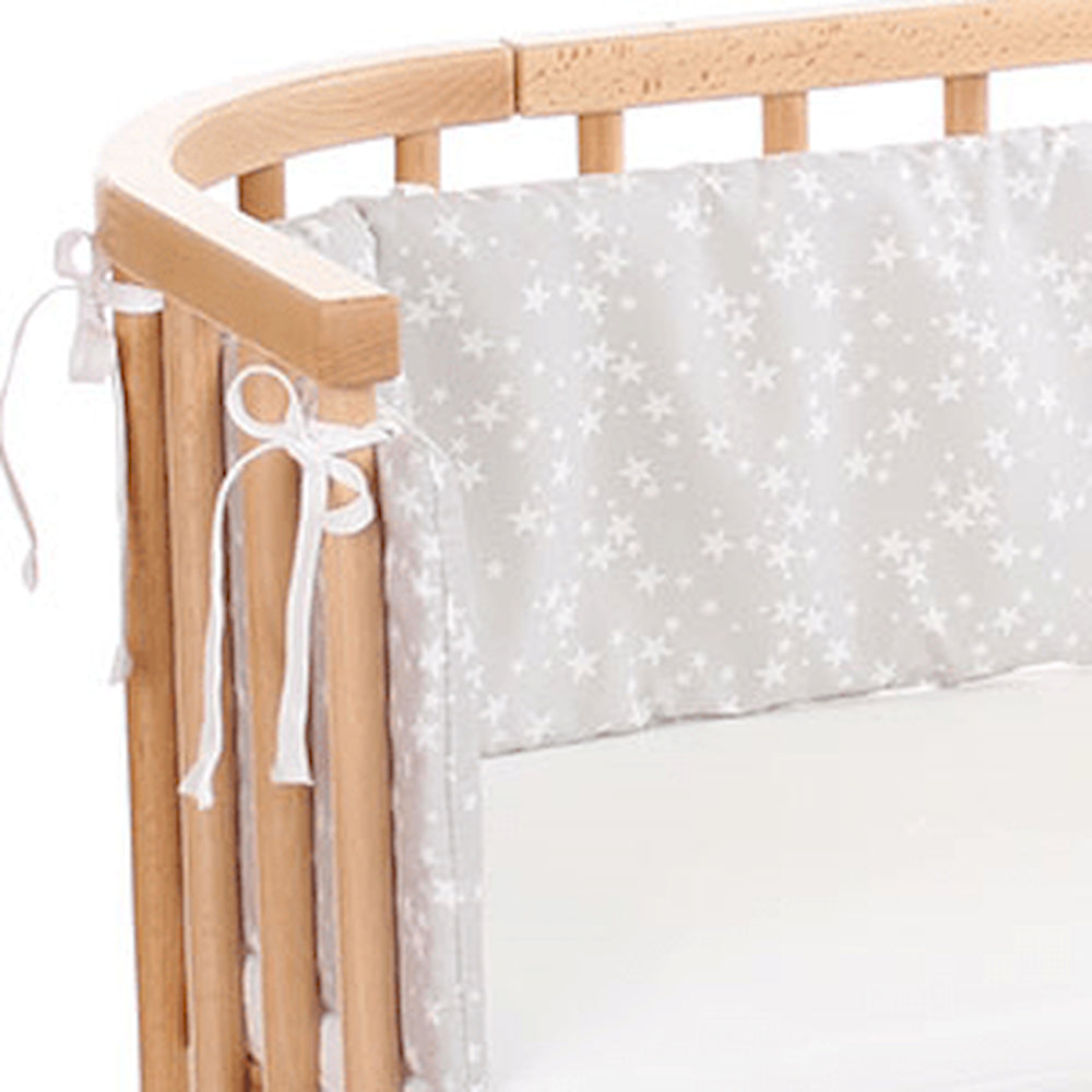 Protector Para Cuna Colecho Boxspring Gris Estrellas