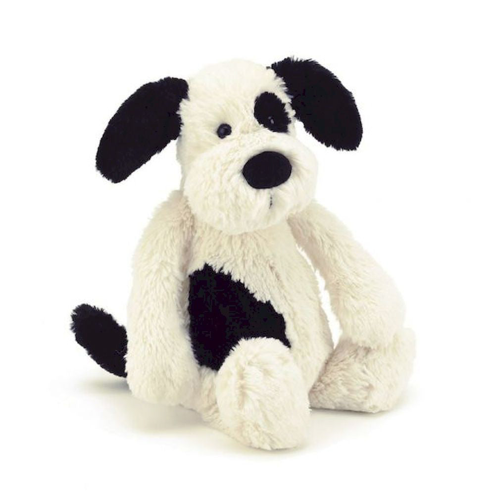 Peluche Bashful Perro Blanco Negro
