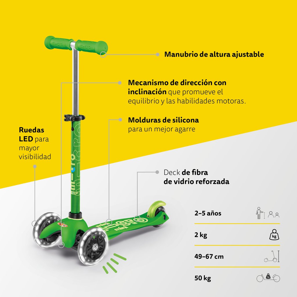 Scooter Mini Micro Deluxe Aqua con Luz Led