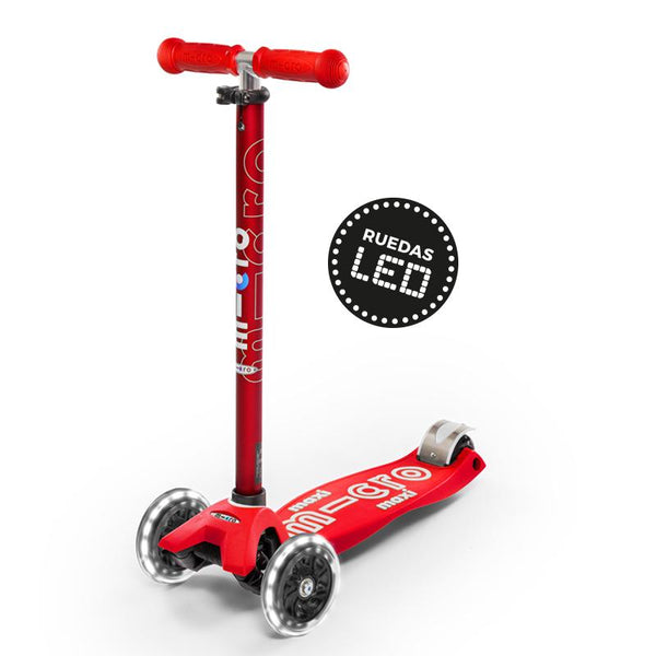 Scooter Maxi Micro Deluxe Led Rojo