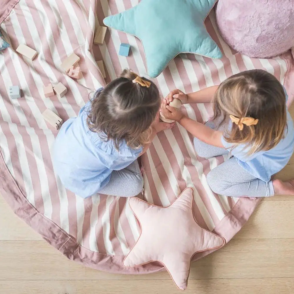 Manta Organizadora De Juguetes Rayas Rosado