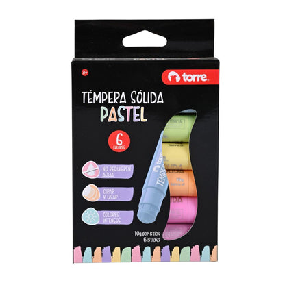 Témpera Sólida Pastel 6 Colores