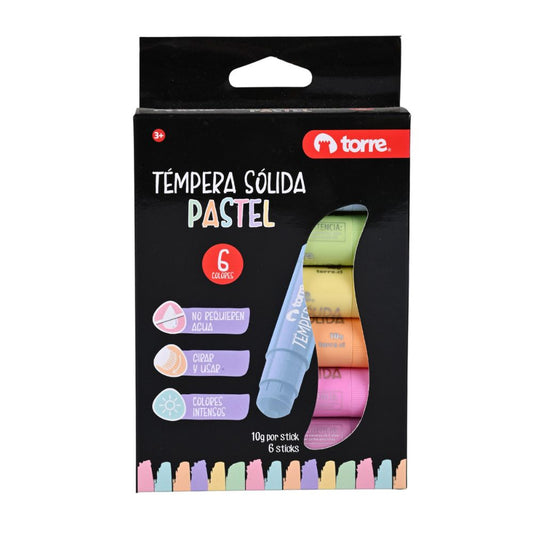 Témpera Sólida Pastel 6 Colores