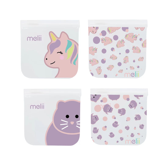 Bolsas de Sandwich Reutilizables Unicornio y Gato