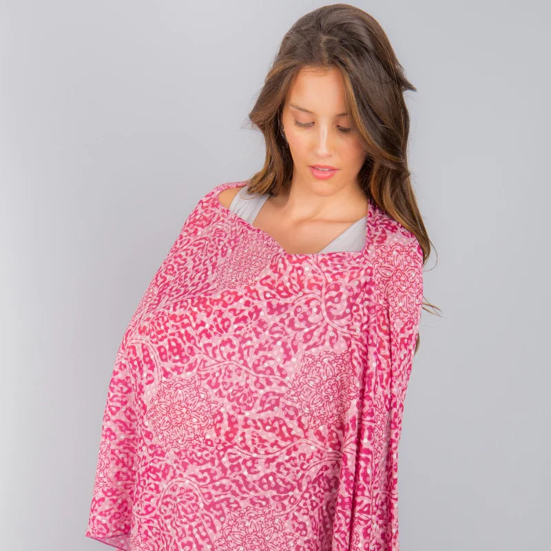 Pañuelo De Lactancia Flores Fucsia