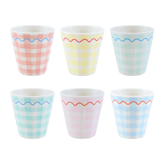 Set x 6 vasos reutilizables Cuadrillé