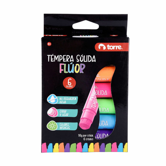 Témpera Sólida Flúor 6 Colores