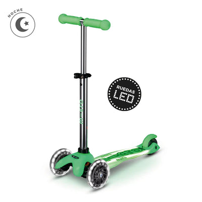 Micro Scooter Mini Deluxe LED Brilla de Noche Verde