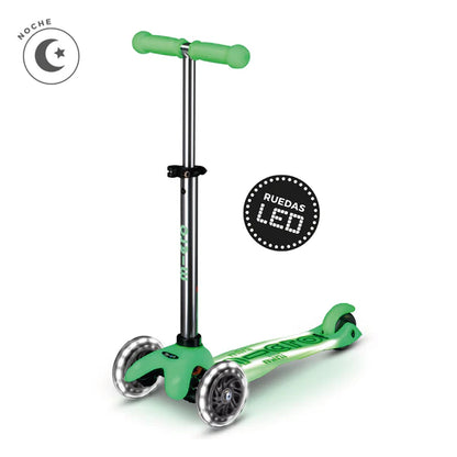 Micro Scooter Mini Deluxe LED Brilla de Noche Verde