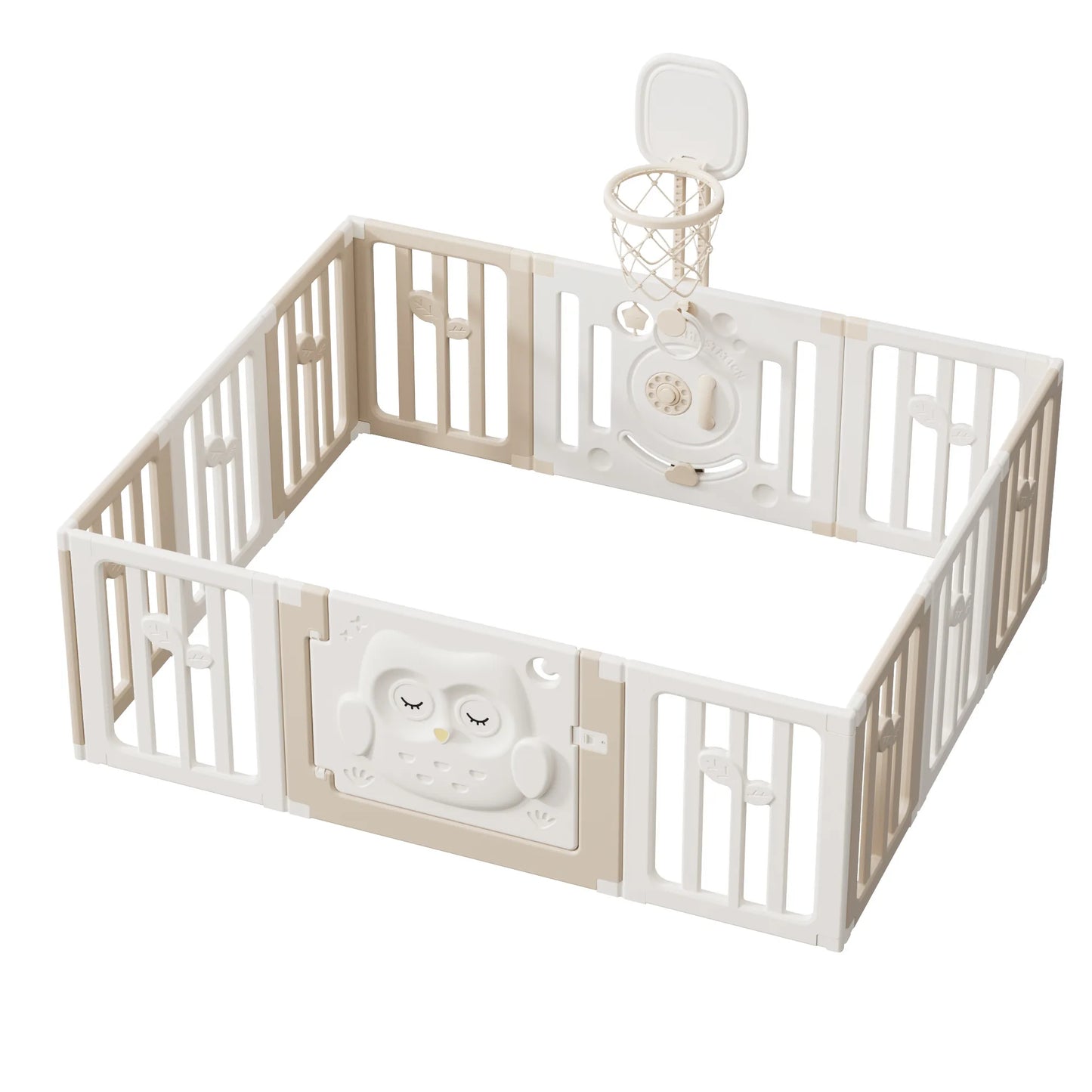 Corral bebé Búho Beige XL 186×156 cm