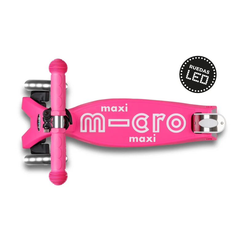 Scooter Maxi Micro Deluxe Plegable LED Rosado