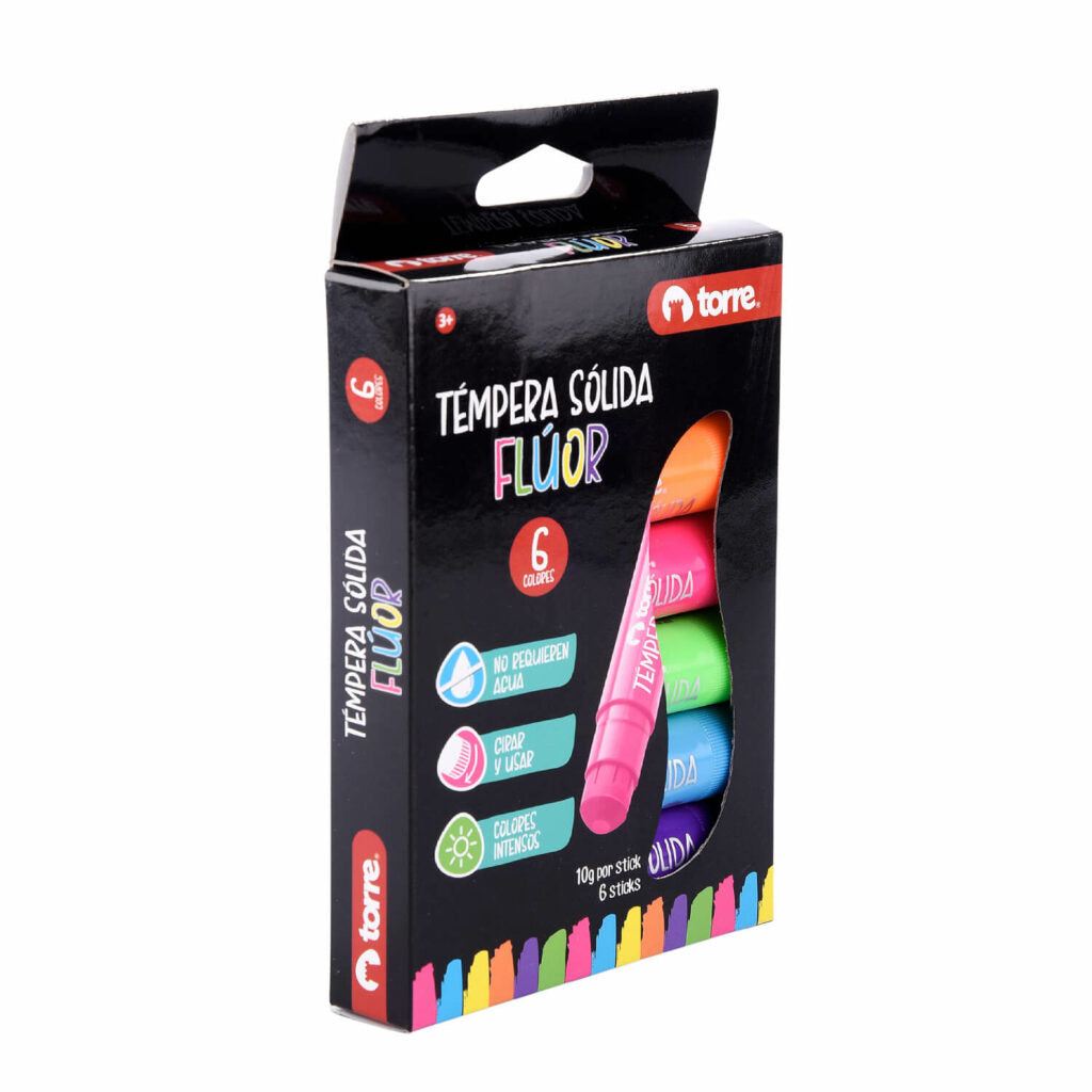 Témpera Sólida Flúor 6 Colores