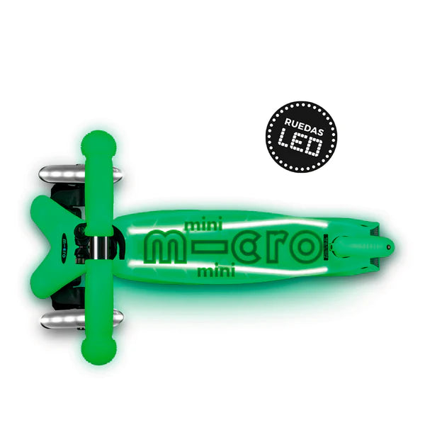 Micro Scooter Mini Deluxe LED Brilla de Noche Verde