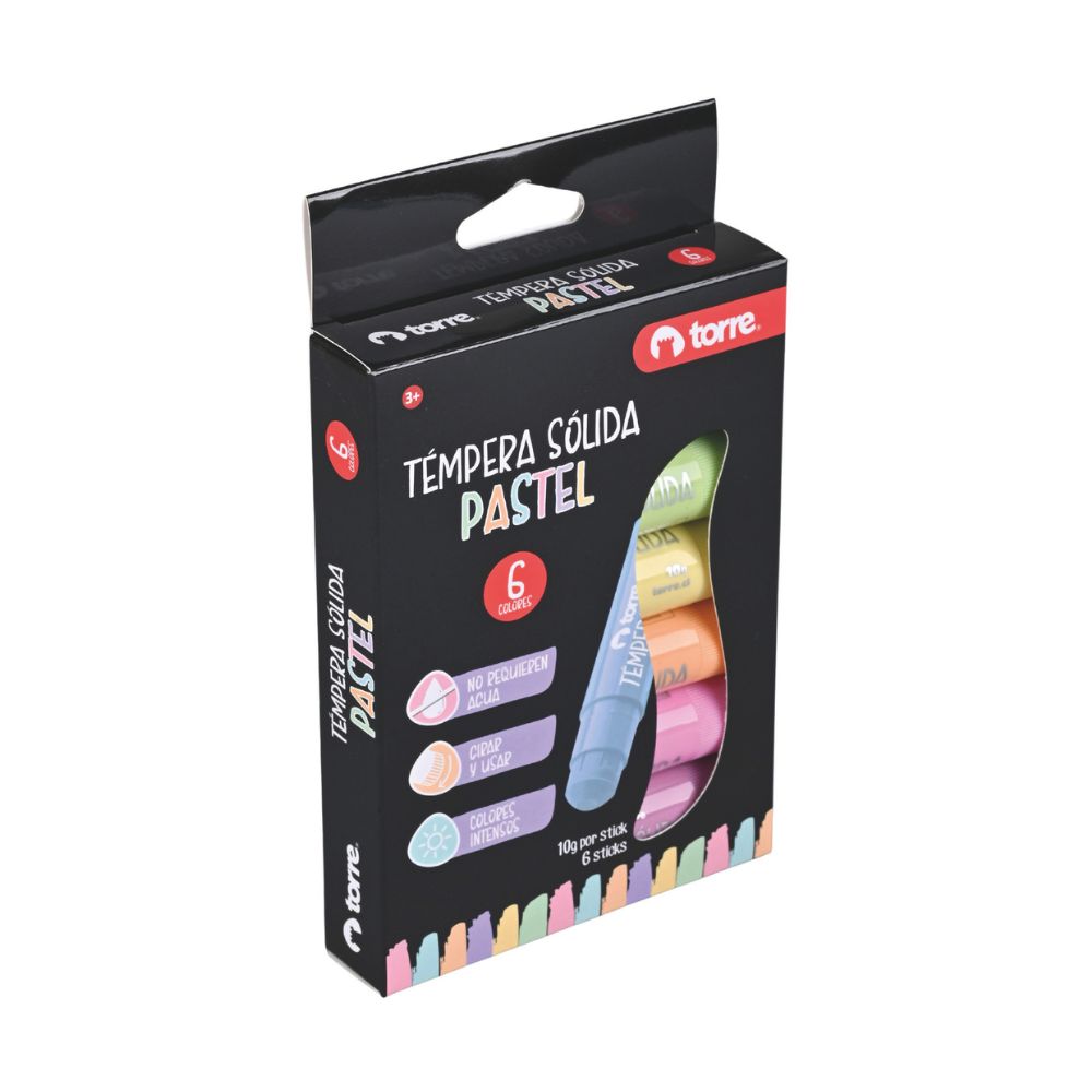 Témpera Sólida Pastel 6 Colores