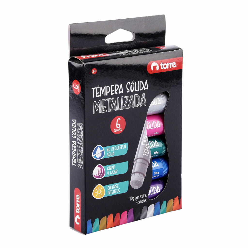 Témpera Sólida Metálica 6 Colores