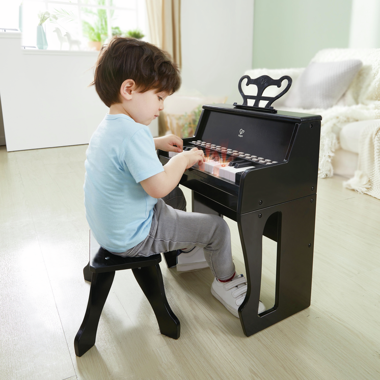 Piano con taburete Aprende con Luces Negro