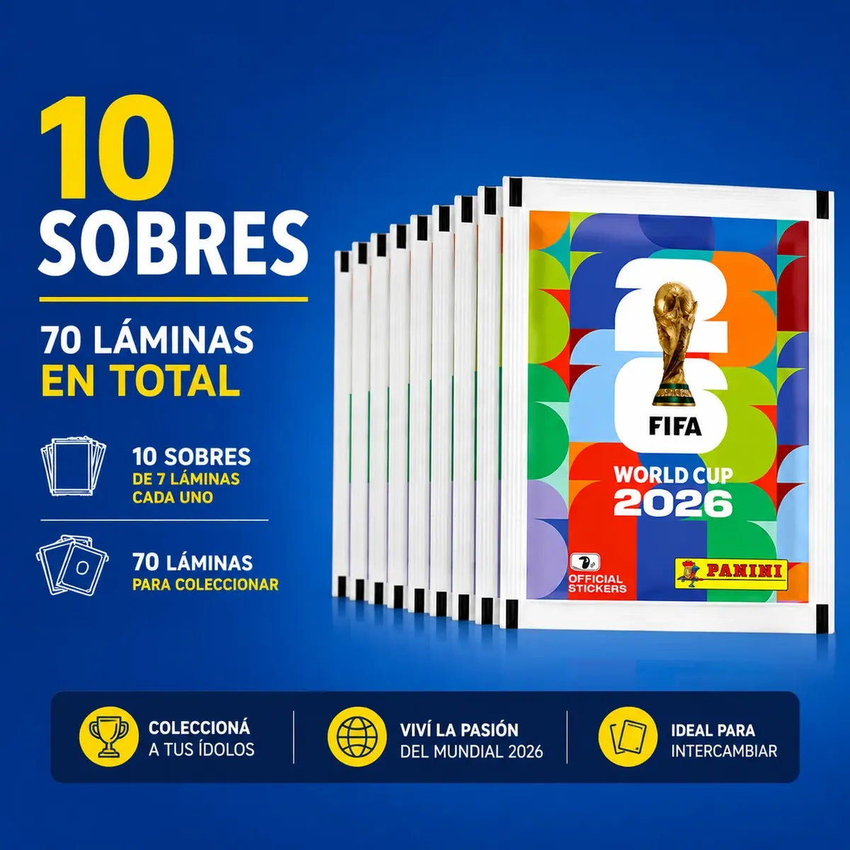 10 Sobres Láminas Mundial De Futbol Fifa 2026