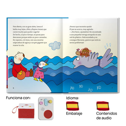 Libro para cuentacuentos Faba Otto, Espino y el salvamento de la tortuga