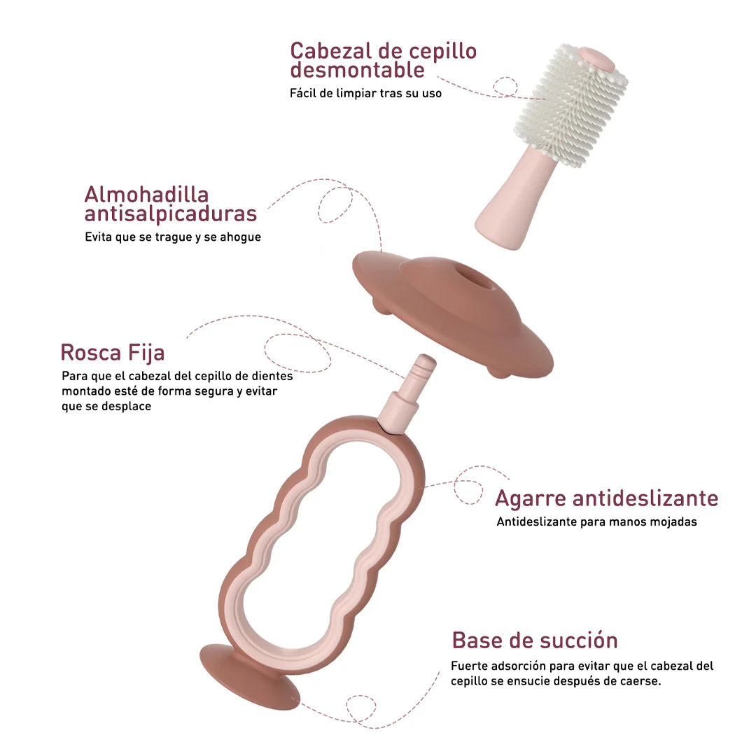 Cepillo Dental de Silicona para Bebé Rosa