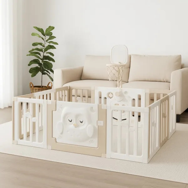 Corral bebé Búho Beige XL 186×156 cm