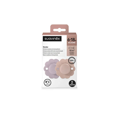 Pack de 2 Chupetes Wonder Tetina Fisiológica Lave y Pale Mauve