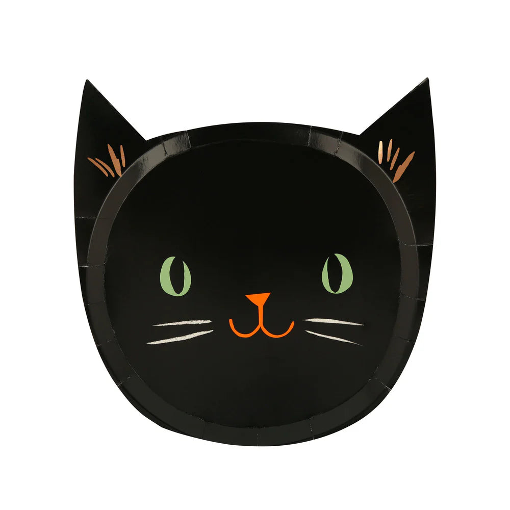 Platos con forma de calabaza, gato y calavera