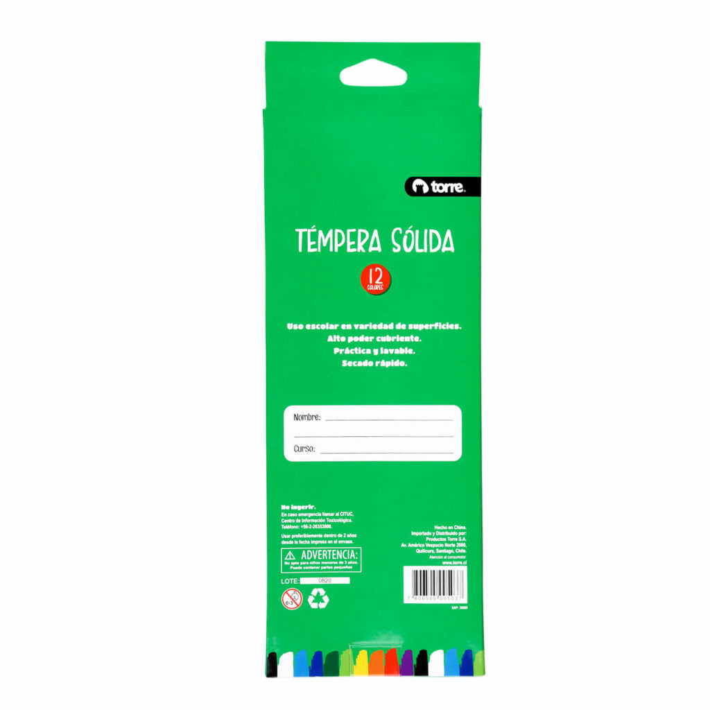 Témpera Sólida 12 Colores