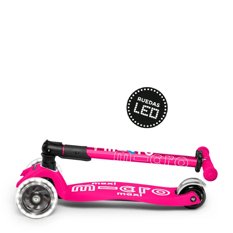 Scooter Maxi Micro Deluxe Plegable LED Rosado