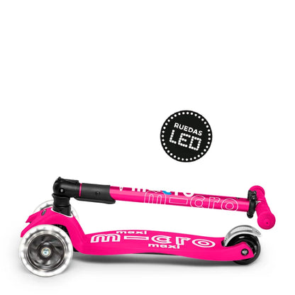 Scooter Maxi Micro Deluxe Plegable LED Rosado
