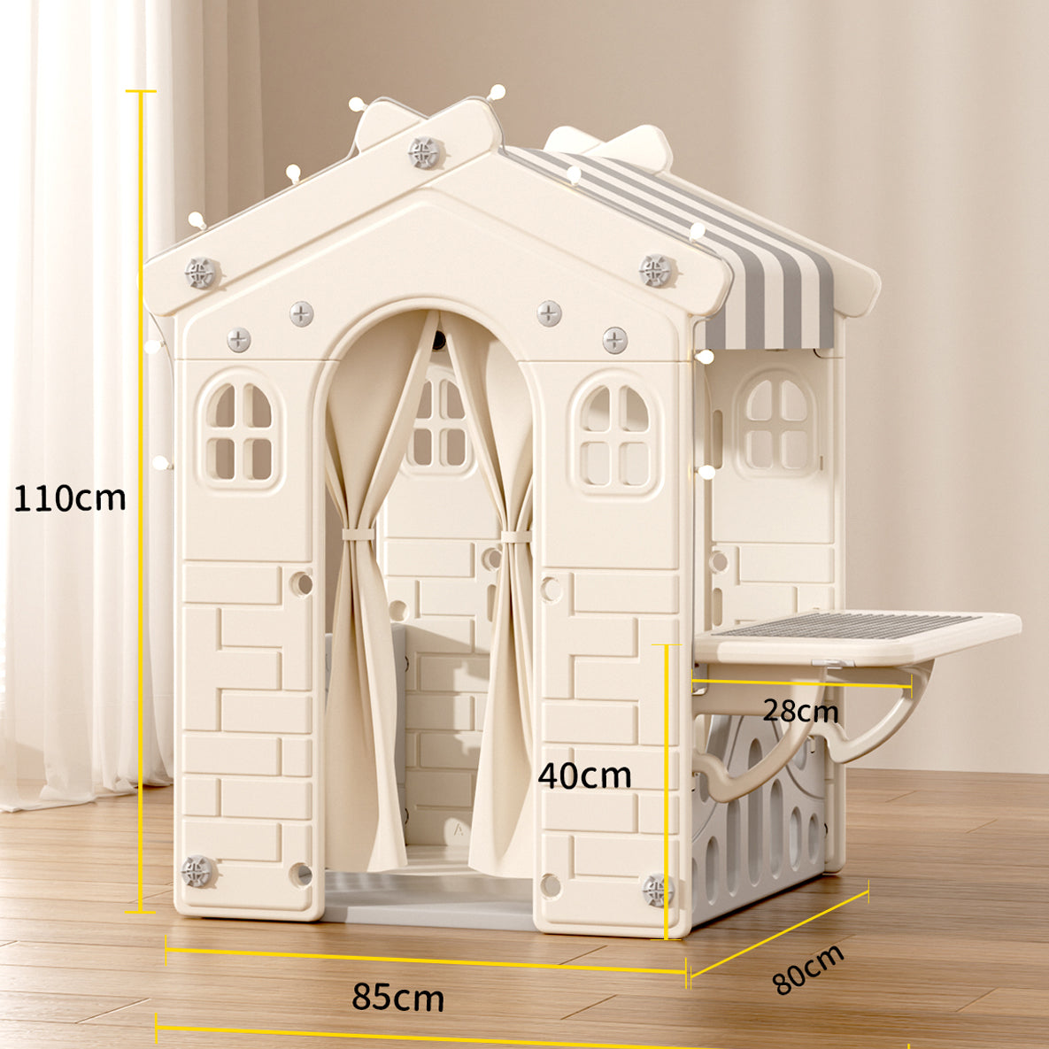 Casita De Juegos Infantil Blanca con Gris