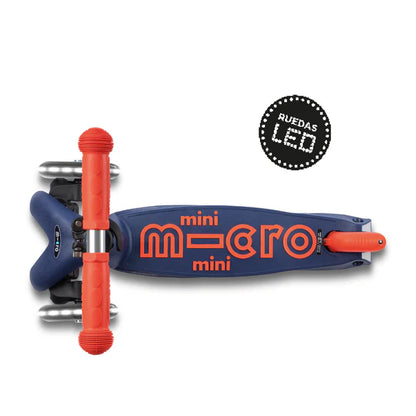 Scooter Mini deluxe LED PLEGABLE Azul Marino - Rojo