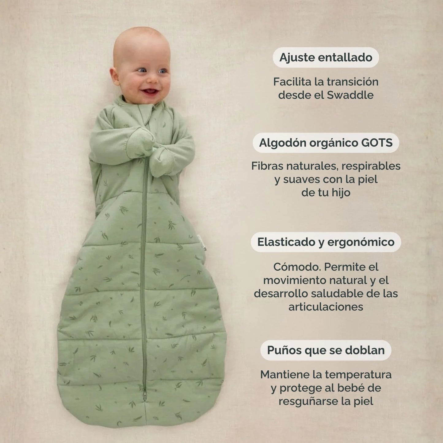 Saco de dormir Sleeping Bag CON mangas 2.5 TOG Oatmeal Marle
