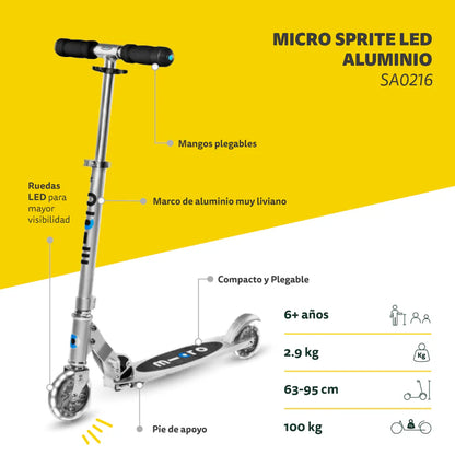 Scooter Sprite Led Plegable 2 ruedas Aluminio