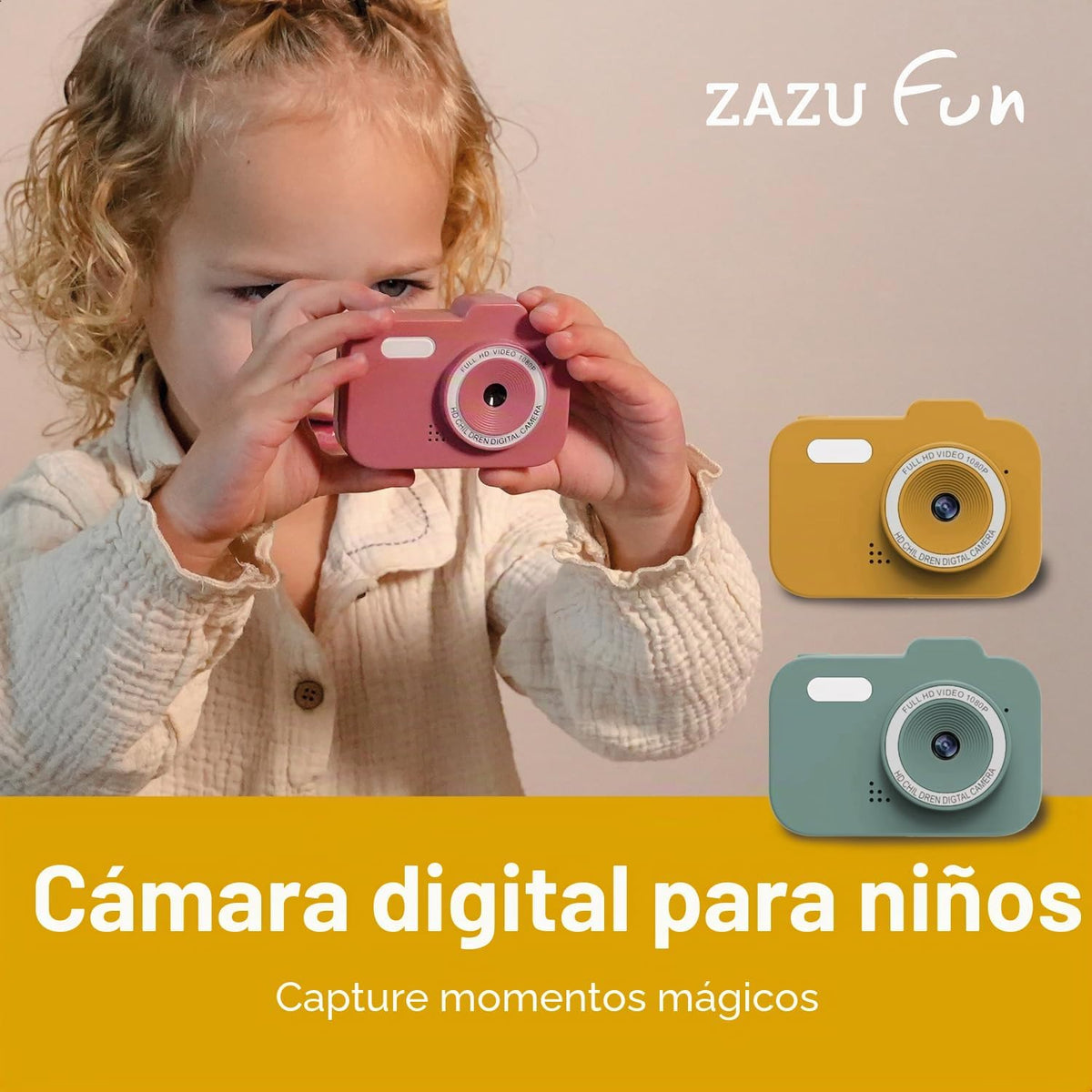 Cámara digital infantil de 48 MP Rosa