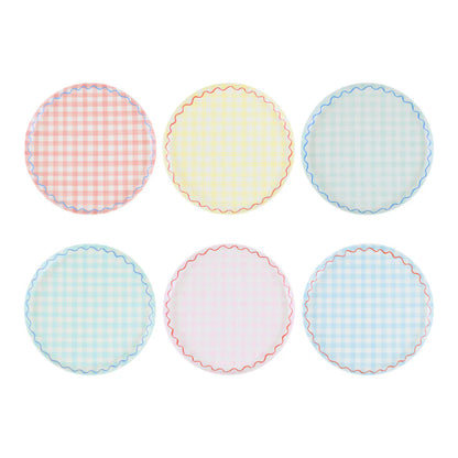 Set x 6 platos reutilizables Cuadrillé pequeños
