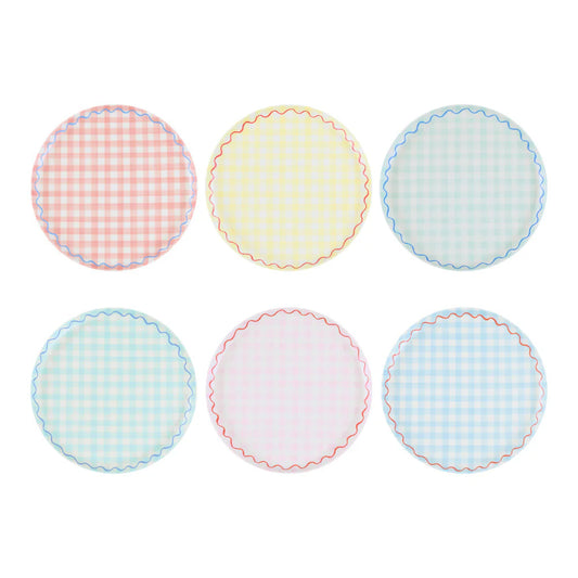 Set x 6 platos reutilizables Cuadrillé pequeños
