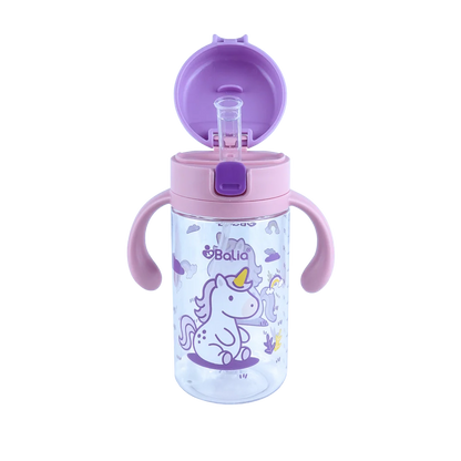 Botella antiderrame con bombilla Unicornio