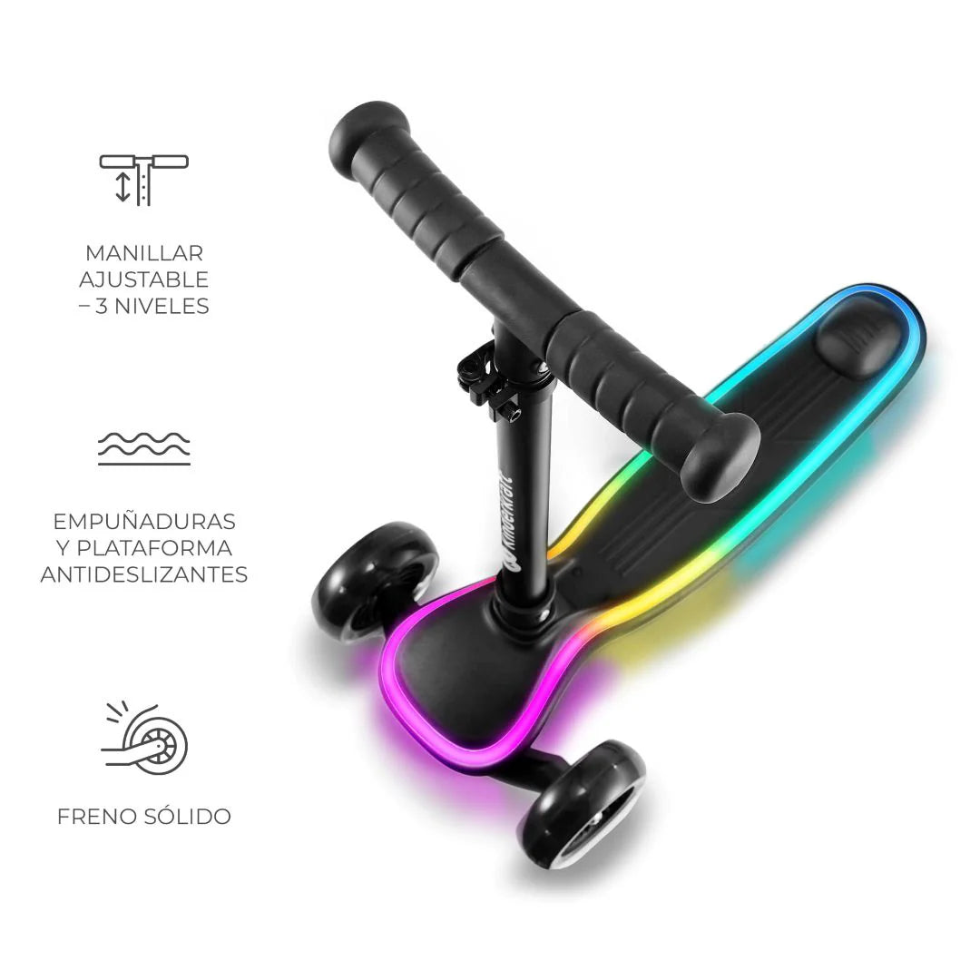 Scooter con luces LED Raket Negro