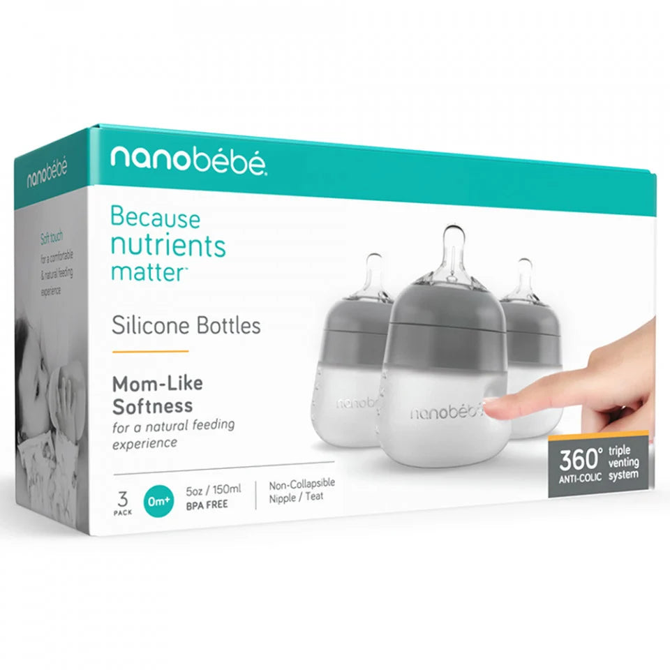 Mamaderas de Silicona Pack x3 Gris 150 ml