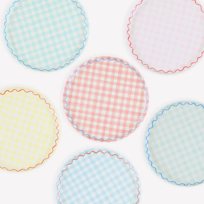 Set x 6 platos reutilizables Cuadrillé pequeños