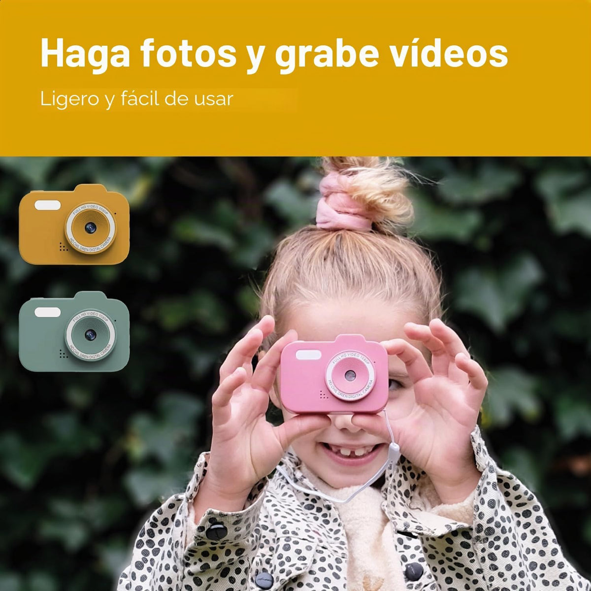 Cámara digital infantil de 48 MP Rosa