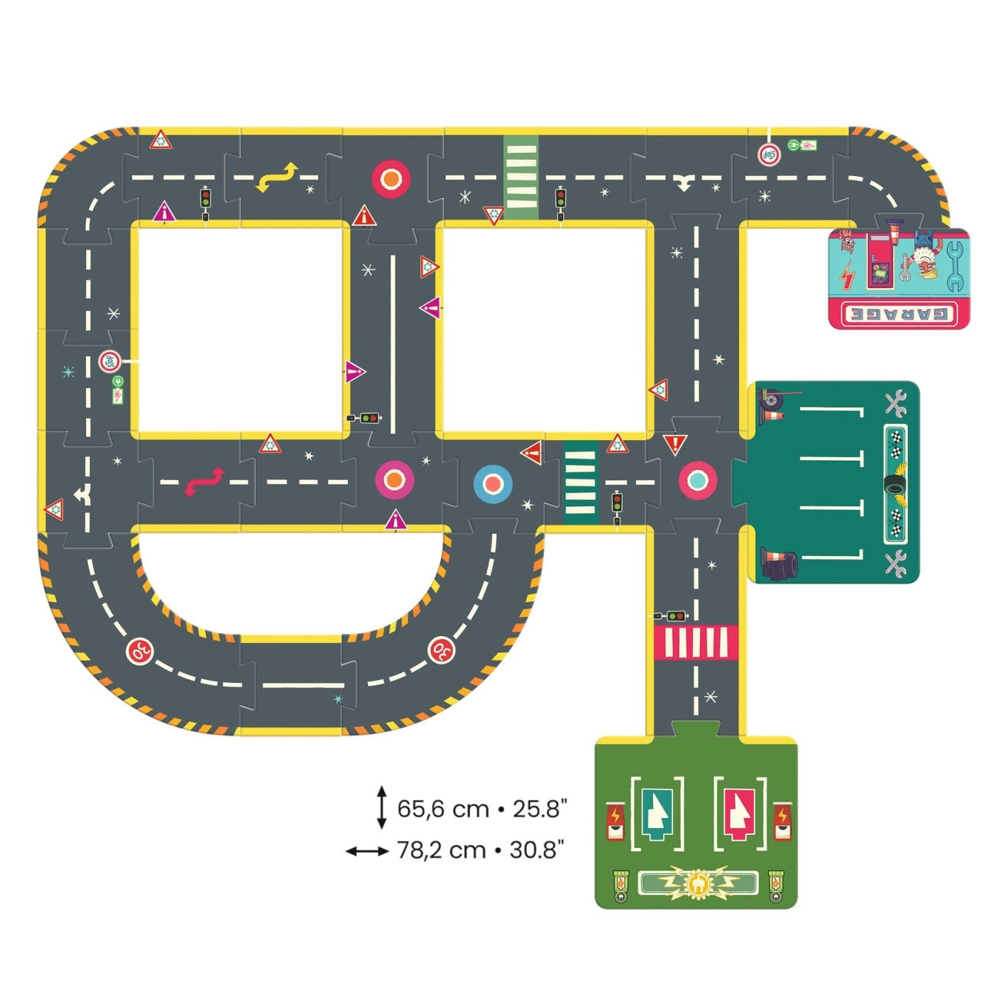 Puzzle Circuito de la ciudad 26 piezas Autos Locos