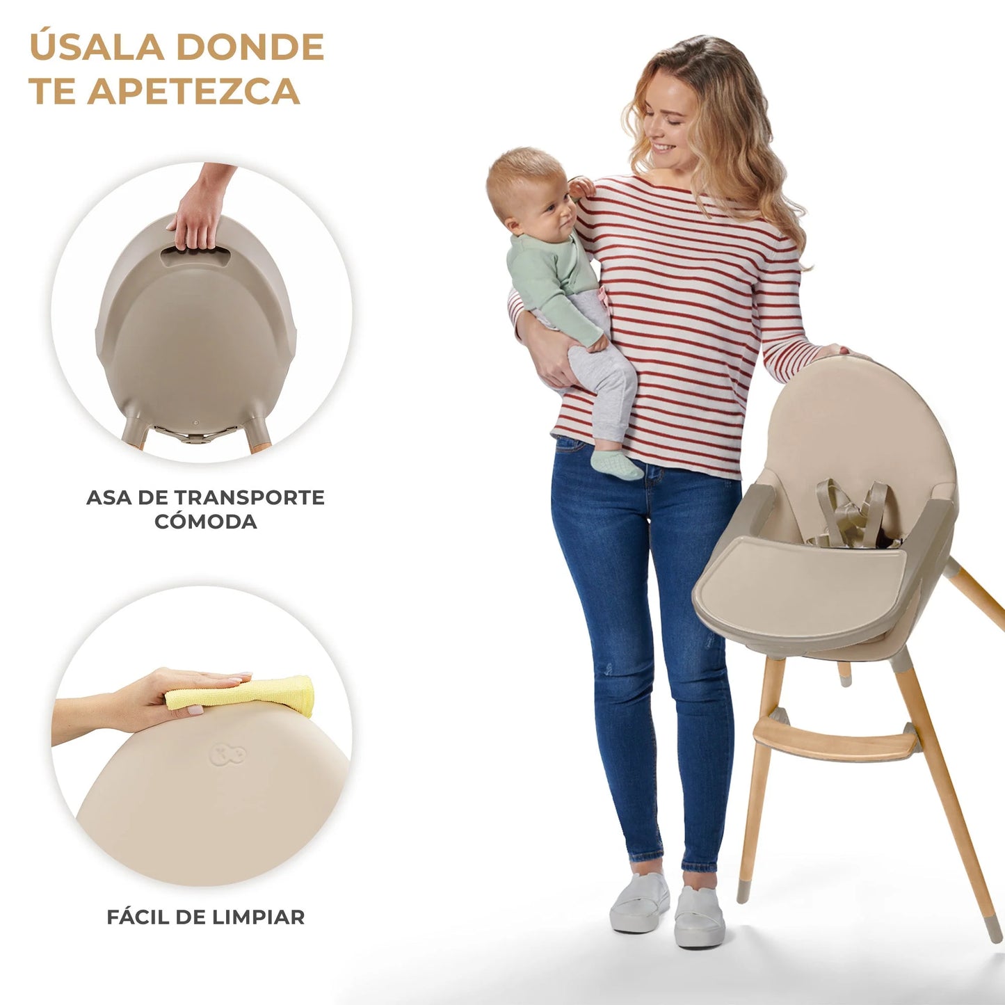 Silla de comer Fini 2 Beige